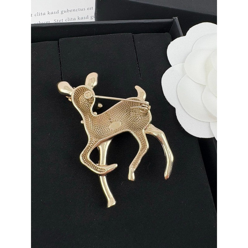 18K CC Deer Gold Brooch