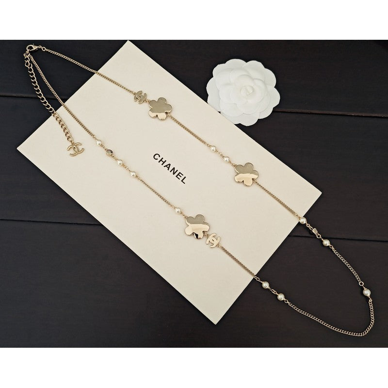 18K CC Blue Flower Long Necklace
