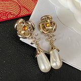 18K CC Camellia Red Crystal Earrings