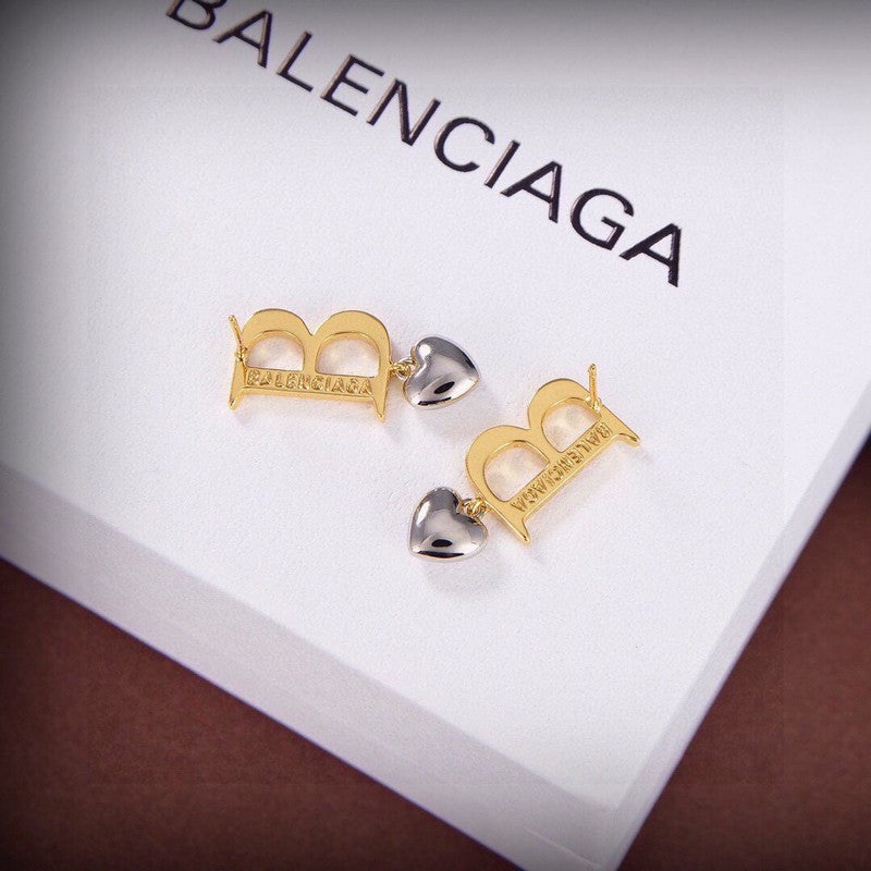 18K BB Heart Drop Earrings