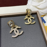 18K CC Pendant Crystal Earrings