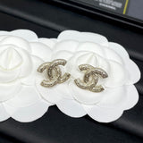 18K CC Relief Gold Earrings