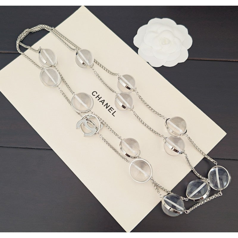 18K CC Crystal Bead Long Necklace