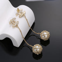 18K CC Pearl Long Earrings