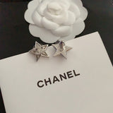 18K CC Star Diamond White Gold Earrings