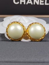 18K CC Round Pearl Earrings