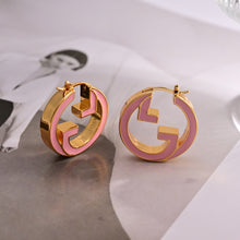 18K Double G Pink Hollow Earrings