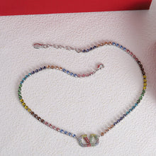 18K Vlogo Multi-Color Crystals Necklace