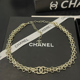 18K CC Pave Diamond Gold Necklace