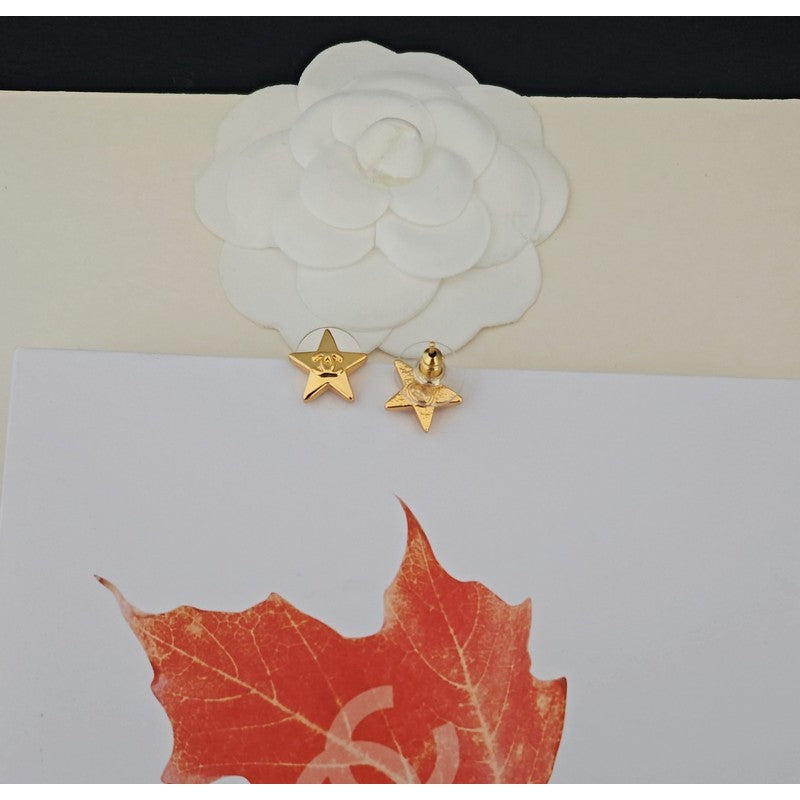 18K CC Star Gold Earrings