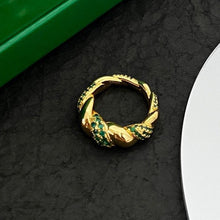 18K Bottega Veneta Green Crystals Ring