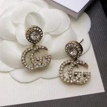 18K Double G GG Crystal Pendant Earrings