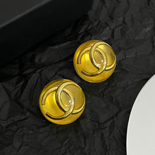 18K CHANEL Vintage CC Yellow Crystal Earrings