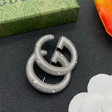 18K GG Gold Diamond Brooch