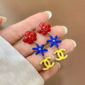 18K CC Color Camellia Earrings