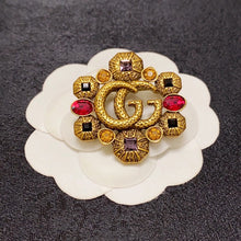 18K Double G Flower Crystal Brooch