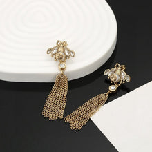 18K Double G Bee Tassel Crystal Earrings