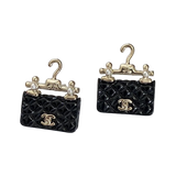18k Chanel Classic Bag Pendant Earrings