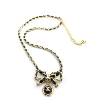 18K CC Rhinestone Bow Tie Necklace