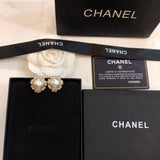18K CC Round Pearl Diamond Earrings