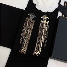 18K CC Black Crystal Tassel Earrings