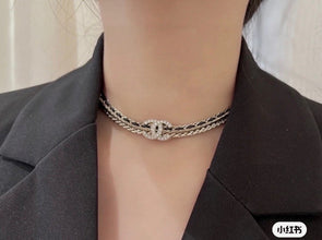 18K CC Strass Chain Choker Necklace