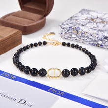 18K CD 30 Montaigne Choker Black Pearls Necklace