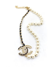 18K CC Leather Pearls Necklace