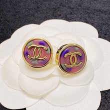 18K CC Colorful Round Earrings