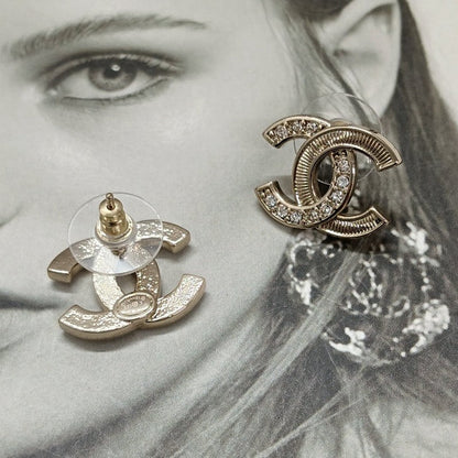 18K CC Vintage Diamond Gold Earrings