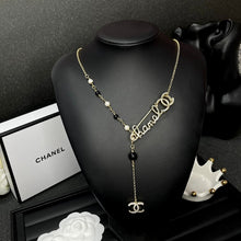 18K CC Rhinestone Pearl Letter Necklace