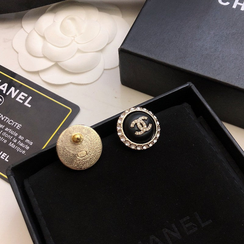 18K CC Black Gold Diamond Earrings