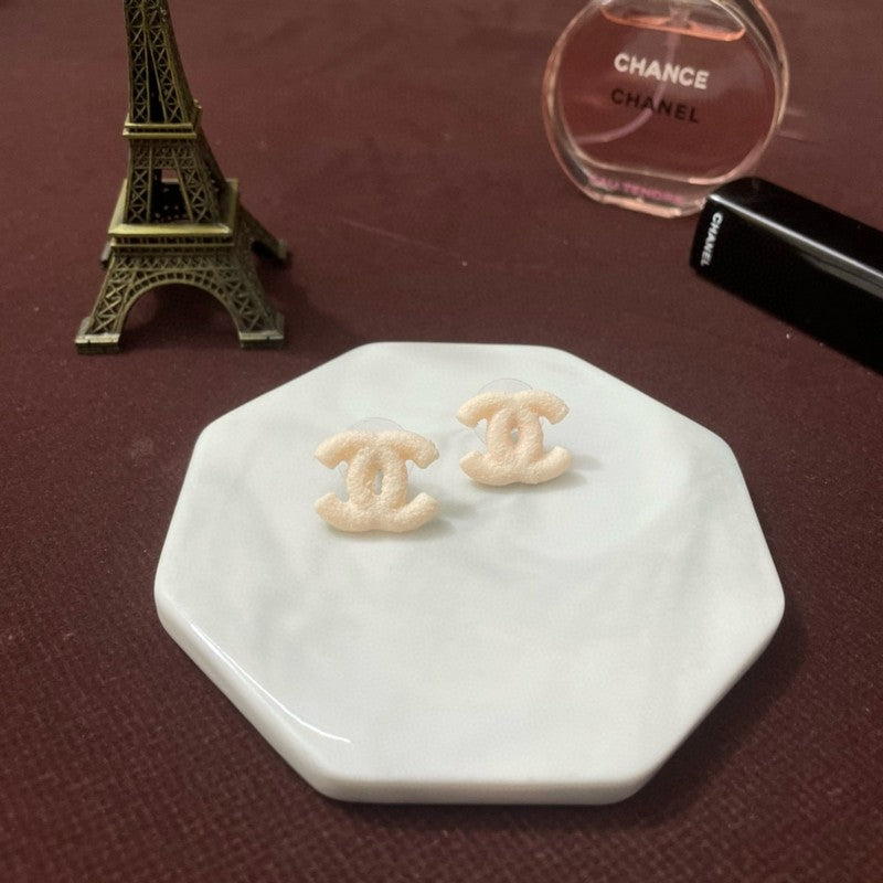 18K CC Pink Resin Earrings