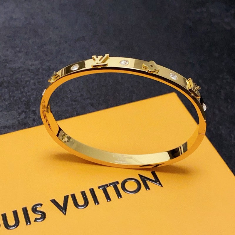 18K Louis Pave Diamond Gold Bracelet