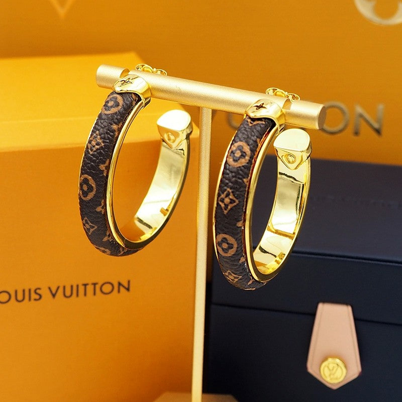 18K Louis Monogram Hoop Earrings