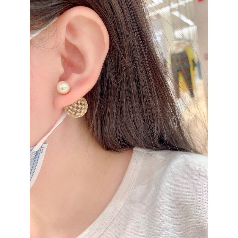 18K CD Tribales Diamond Ball Earrings
