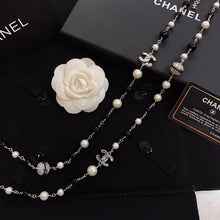 18K CC Long Black Pearl Necklace