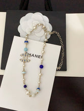 18K CC Blue & White Pearls Necklace