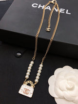 18K CC Pearls Bag Pendant Necklace