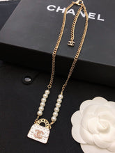 18K CC Pearls Bag Pendant Necklace