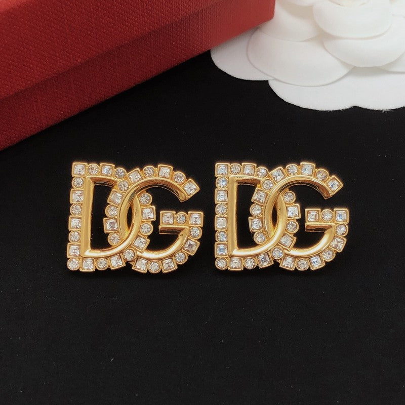 18K DG Diamond Gold Earrings