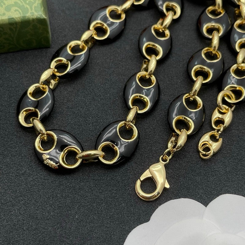 18K GG Interlocking G Brown Necklace