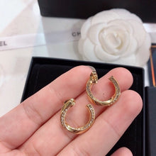 18K CC Half Cirle Diamond Earrings