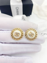 18K CC White Pearl Earrings