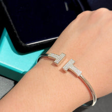18K T Wide Diamond Wire Bracelet