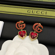 18K Double G Red Crystal Earrings