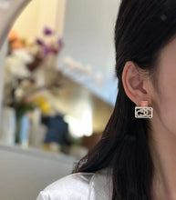 18K CC Square Diamond Earrings