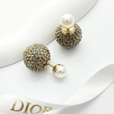 18K CD Diamond & Pearl Gold Earrings