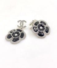 18K CC Black Pearl Camellia Earrings