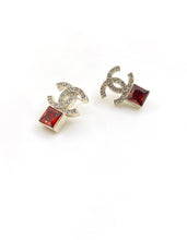 18K CC Red Crystal Earrings